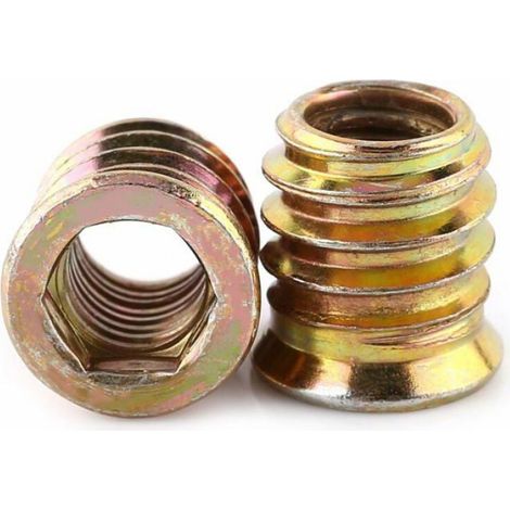M8 x 15mm insert fileté bois, insert bois M8, Écrou hexagonal fileté en alliage de zinc, Écrou à Tête pour meubles en Odipie (1/4)