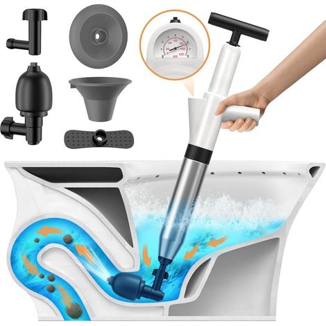 Tonysa – Déboucheur de canalisations manuel – Pompe à air comprimé 6 kgf/cm² – Plastique ABS antidérapant – Pour toilettes, éviers, drains de sol (1/4)