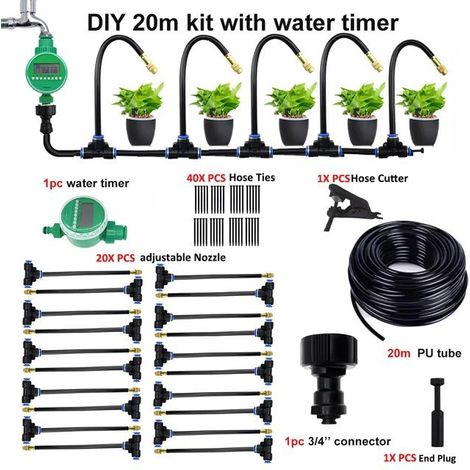 Arroseur Automatique à Buse Rotative Réglable avec Embout en Cuivre - Pulvérisation Brume pour Irrigation, Arrosage, Humidification et Refroidissement, Raccord Rapide