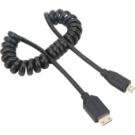 Câble adaptateur spiralé Mini HD Multimedia Interface 2,1 V mâle-mâle 48 Gbit/s 8K 60 Hz de 1,2 m pour appareils photo et téléphones (1/5)