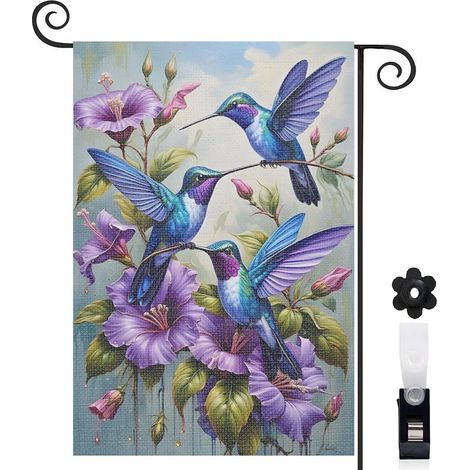 Drapeau de jardin vertical décoration maison toile lavable double face 30 x 45 cm pour cour maison terrasse (1/5)