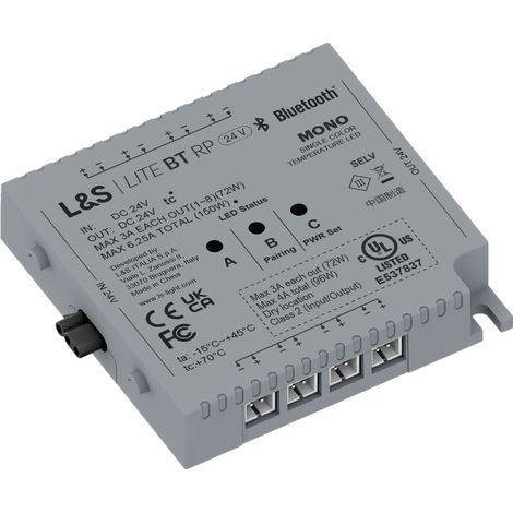 L&S MEC Lite RP Steuermodul Bluetooth, LED-Controller, Fernbedienung, App-Steuerung, Multi-Sensor, intuitive Bedienung, Kunststoff, grau, 78x75x16 mm