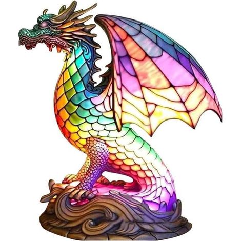 1 lampe de table dragon, résine décorative, lampe animale stylée, cadeau artisanal pour intérieur