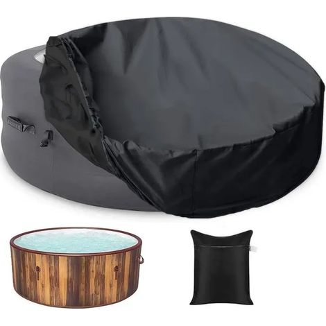 Couverture de piscine - Protection de piscine - Avec cordon de serrage - Noire - Imperméable et anti-poussière - 210 x 30 cm - Ronde