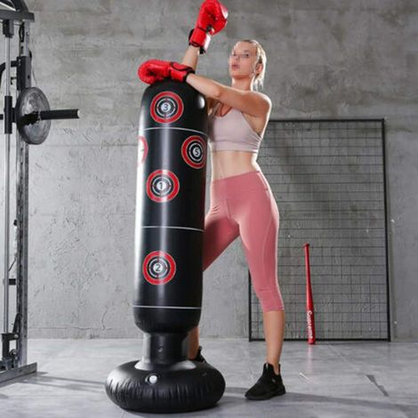 Sac de Boxe, Sac de Boxe Gonflable 160 cm Adultes Jeunes Enfants Hits Outil de Formation Hommes Support Sac de Kickboxing pour la Salle de Gym de Bureau à Domicile (1/5)