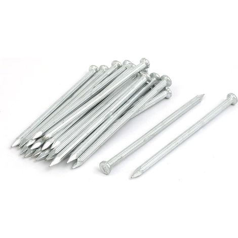 4-Zoll-Länge Kohlenstoffstahl-Punkt-Spitze-Wand-Zement-Nagel-Silber-Ton 20pcs