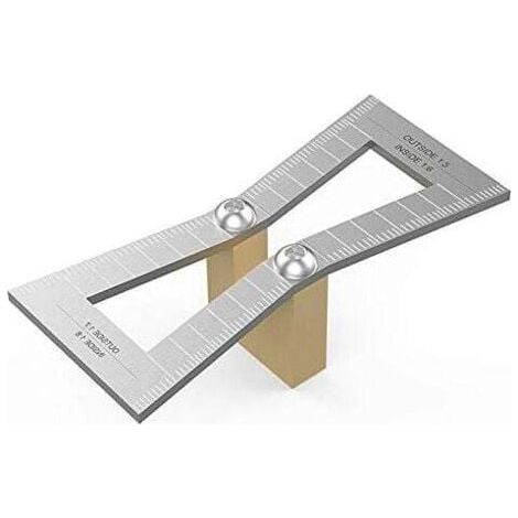 Marqueur de queue d'aronde,Outil de guidage en queue d'aronde de jauge de bois taillee a la main avec echelle,Taille du modele en queue d'aronde 1:5-1:6 et 1:7-1:8 pour menuiserie,argent,--TRIMEC (1/5)