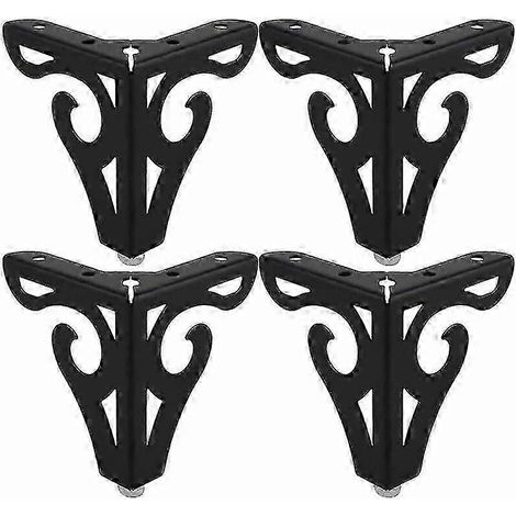 Pieds de table basse en fer forgé de style européen, 4 pièces, à monter soi-même, 10 cm de haut, avec vis, noir. (1/5)