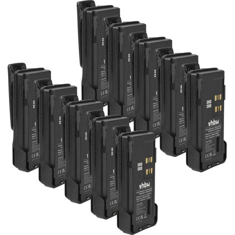vhbw 10x Battery compatible with Motorola DP4400, APX4000, DP4000, DP2600E Radio, Walkie-Talkie (2200 mAh, 7.4 V, Li-Ion) + Belt Clip