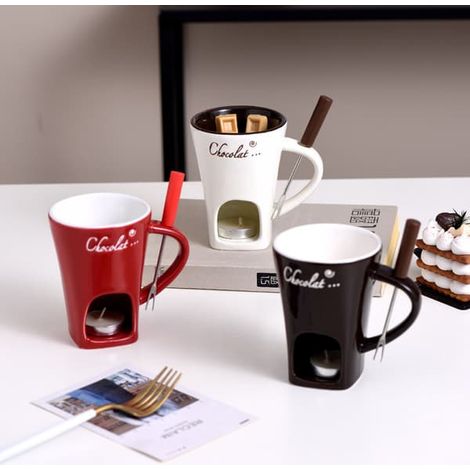 Ensemble à fondue 3 pièces pour chocolat, fromage, lait et crème (1/5)