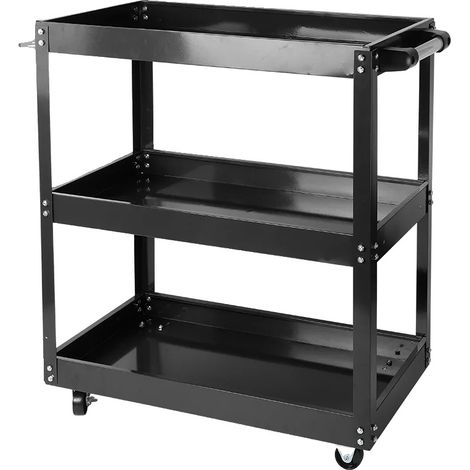 Werkzeugwagen, 3-stufiges Design, 100 kg Tragfähigkeit, schwarz (1/2)