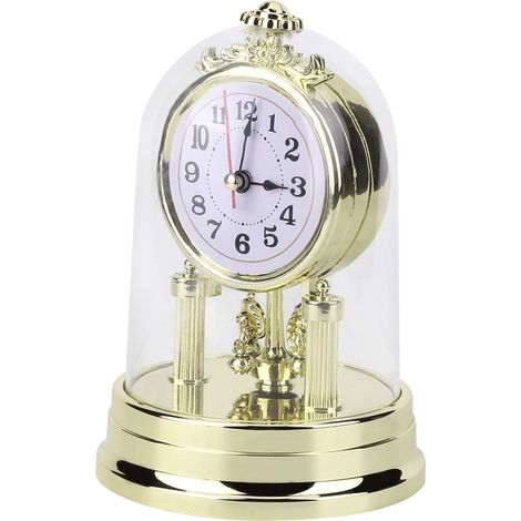 Horloge de Table Style Rétro Européenne, Or, 11 x 17 cm, à Piles, Vintage, pour Salon, Chambre à Coucher, Bureau