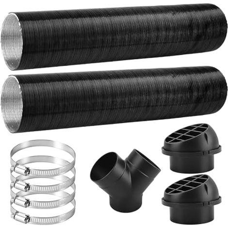 Tuyau de Chauffage de Voiture de 75 mm,Accessoires de Chauffage - Kit Complet avec 2 Tuyaux Souples,2 Sorties,1 Pièce en Y & 4 Colliers,Compatible Webasto,Eberspächer,Propex - Extensible de 50 à 80 cm (1/5)