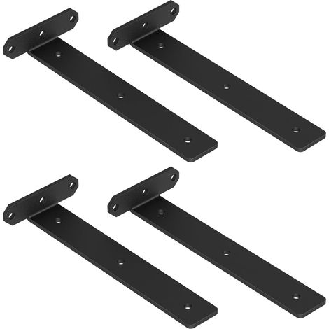 Equerre Etagere Murale 20cm, Support Équerre Charge Lourde Fixation Invisible Étagère L Metal Support Flottante Étagère pour Maison Cuisine, Salon et Garage - Noir (1/5)