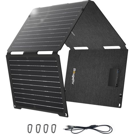 Panneau solaire pliable 50W, fibre de verre 270°, 0,8 kg, module solaire avec sorties DC/USB-C/USB-A et mousqueton, compatible téléphone portable, tablette, centrale électrique (1/5)