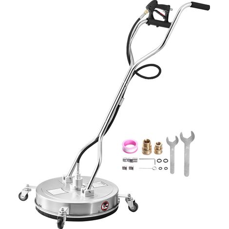 Nettoyeur de surface pour nettoyeur haute pression 520 mm, accessoire nettoyeur sol en acier inox sur roues, 310 bar max. connecteur 0,95 cm 2 buses pulvérisation double poignée pour béton patio (1/5)