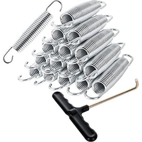 Set mit 12 Trampolinfedern, 16,5 cm, aus robustem, verzinktem Stahl, hochfestem Draht mit langlebigem T-Haken für Skywalker JumpKing Upperbounce Skybound - (1/5)