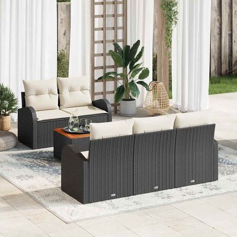Conjunto de sofá de jardín 6 pcs Negro y