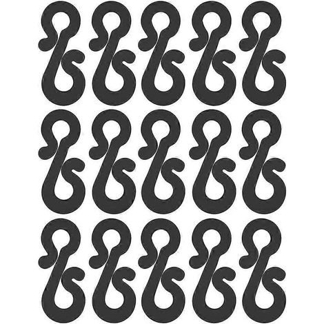 Lot de 100 crochets de gouttière pratiques en plastique, avec clip en S et fixation légère pour la décoration.-3.6x2cm-Black