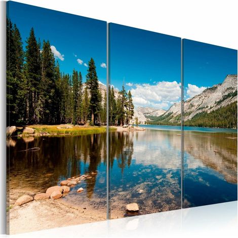 Tableau montagnes et lac cristallin - 90 x 60 cm (1/3)