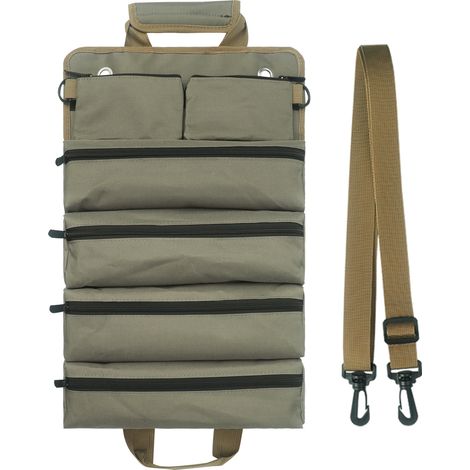Sac à outils enroulable pour homme/femme, organiseur d'outils à roulettes durable et imperméable, bandoulière multifonctionnelle, sac à roulettes portable et robuste,vert (1/5)