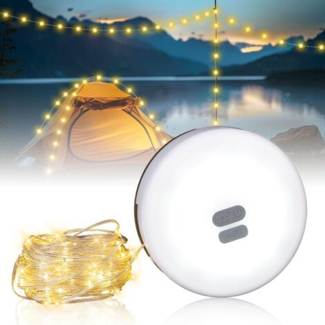 Guirlande Lumineuse Exterieure, 2 en 1 Guirlande Lumineuse de Camping Escamotable, 6 Modes Rechargeable Lanterne Camping Exterieure, Lumières de Tente pour Camping, Vacances, Jardin [Classe énergétiqu (1/5)