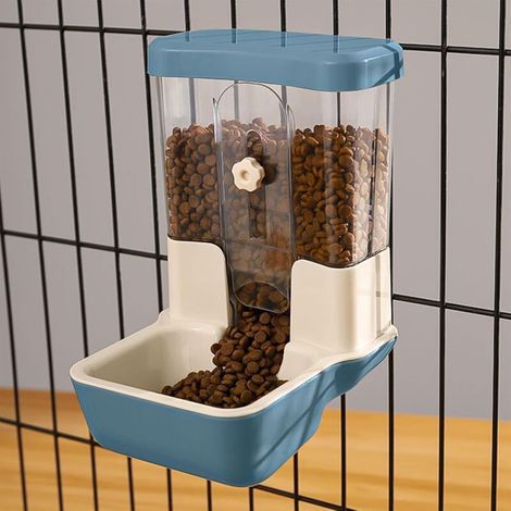 Automatischer Futterautomat für Haustiere, 800 ml, verstellbarer Futterspender für Käfige, Ställe und Zäune für Kleintiere wie Kaninchen, Meerschweinchen, Chinchillas und Vögel (Blau) (1/5)