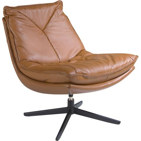 Fauteuil pivotant Angel Cerda en cuir marron et acier - Cuir marron terre d'argile (1/5)