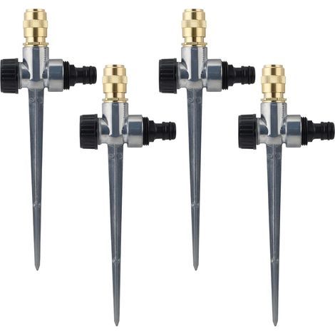 Ensemble de 4 arroseurs réglables, base pointue en alliage, couverture à 360°, extérieur, doré (1/5)