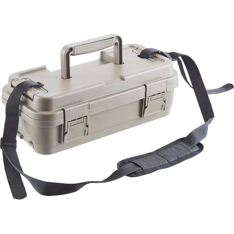 Boîte de Rangement Multifonction 36.7x18.5x12.7 cm, Grande Capacité avec Sangle d'Épaule, Valise Outils Électricien 12 Pouces, Couleur Kaki (1/5)