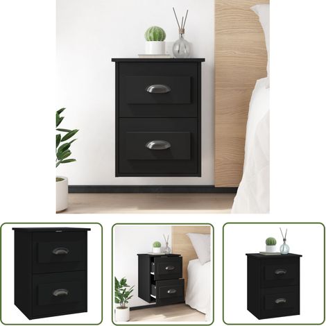 The Living Store Wand-Nachttisch Schwarz 41,5x36x53 cm - Wand-Nachttisch - Nachttisch Schwarz - Holzwerkstoff Möbel - Wohnzimmer Dekoration - Schlafzimmereinrichtung (1/5)