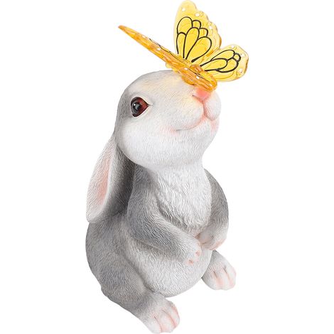Solar Garden Statue Outdoor Decor Rabbit with Changing Lights Housewarming Bunny Outdoor Decor for Patio Balcony Yard Lawn (1/5)