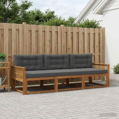 vidaXL Ensemble de canapés d'extérieur 3 pcs Naturel et Anthracite (1/5)
