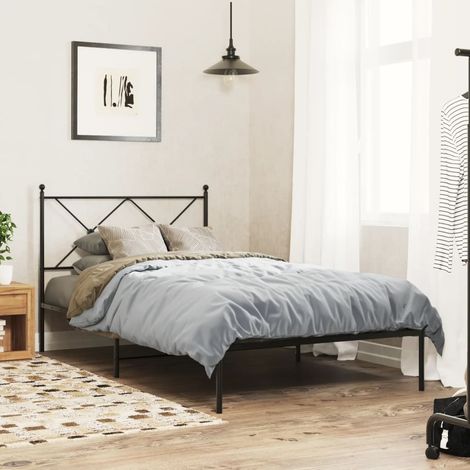 Estructura cama sin colchón con cabecero metal negro 100x190 cm vidaXL (1/5)
