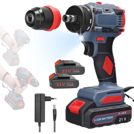 Tournevis électrique sans fil 2-en-1 – Perceuse à moteur sans balais, couple 45/55 Nm, vitesse variable continue, outil lithium portable