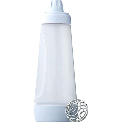 Bottle for Mixing Dough, Shaker Crepes, Manual Mixing Bottle Dispenser, Portable Dough Mixer with Mixing Ball for Making Cakes, Pancakes, Muffins, Waffles, 1000 ml (1/5)