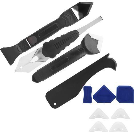 11 spatules à mastic, outil de finition pour calfeutrage plastique, embout de nettoyage, spatules pour étaler le produit (1/5)