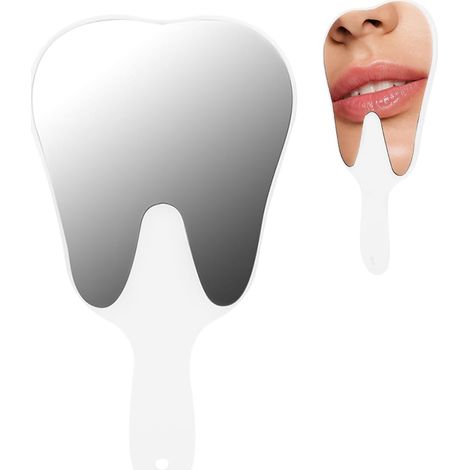 Miroir d'Inspection Dentaire Portable en Forme de Dent avec Poignée Plastique, Miroir Buccal pour Hygiène Buccale, Accessoire Dentaire Couleur Blanc (1/5)