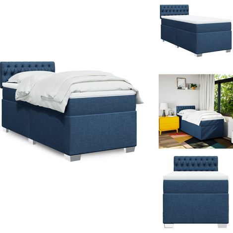 Boxspringbett mit Matratze Blau 100x200 cm Stoff - Boxspringbett - Doppelbett - Schlafsystem - Betten - Blau (1/5)
