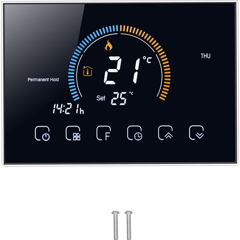 Eosnow Haushalts-Smart-Thermostat mit LCD-Schwarzlicht-Temperaturregler für Wasser, Gas, AC95240V (BHT8000GCBlack)