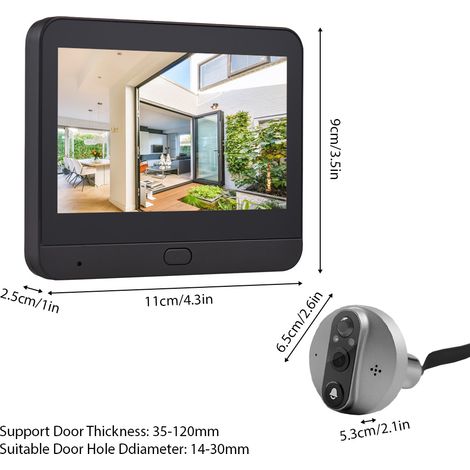 Decdeal 3MP WiFi Video Türklingel für Wohnung Peephole Kamera 4,3-Zoll-Display Smart Life/Tuya App 1080p PIR Motion Detection Alarm Zwei-Wege-Audio