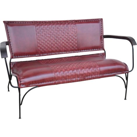 Banco de metal y piel marrón 112x62x75 (1/5)
