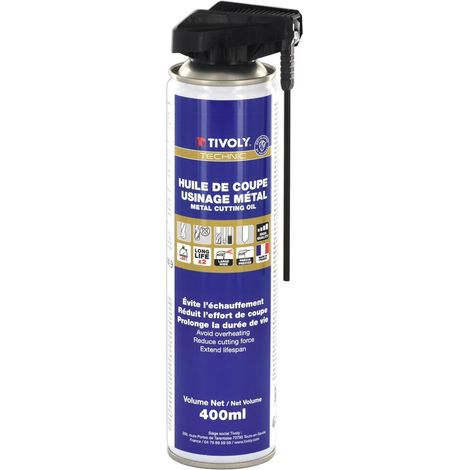 Tivoly • Huile de Coupe Aérosol Biodégradable 400ml - Usinage Métal - Diffusion large et précise - Évite l'échauffement, réduit l'effort de coupe et prolonge la durée de vie