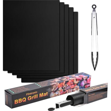 Tapete de cocina reutilizable para barbacoa – Juego de 5 piezas (40 x 50 cm), antiadherente, fácil de limpiar, compatible con carbón, horno y parrillas eléctricas.