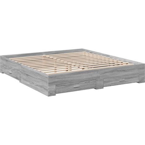 Cama con cajones madera ingeniería gris Sonoma 180x200 cm vidaXL