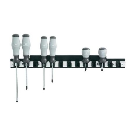 Toolcraft – Porte-tournevis en alu pour 14 outils – Fixation murale – Adapté à tous types de tournevis – Dimensions 48x435mm