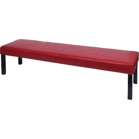 Sitzbank Polsterbank Bank M37 Kunstleder 180x43x49 cm rot glänzend, dunkle Beine