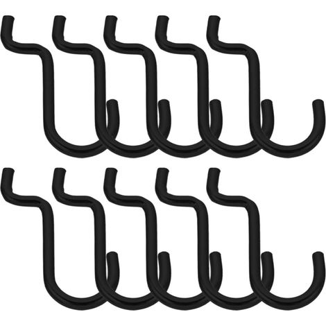Crochets en Fer Noir pour Panneau Perforé Lot de 10 Pièces Rangement Pratique pour Panneaux Perforés et Étagères, Organisation D’outils, Usage Stockage (1/5)
