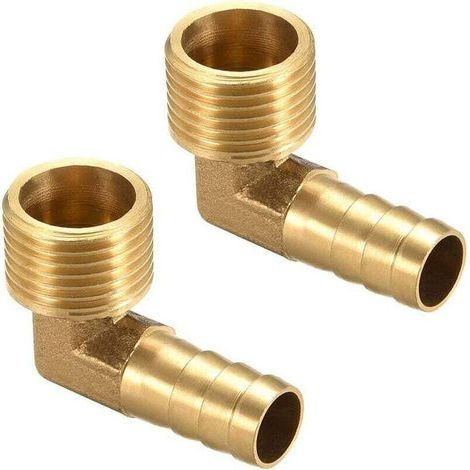 Raccordo a gomito in ottone a 90° con attacco a barb, tubo esterno da 12 mm x 1/2" G con attacco a barb, 2 pezzi (1/5)
