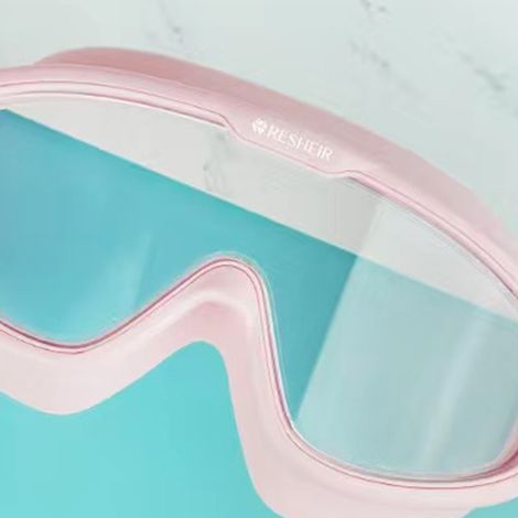 Lunettes de natation antibuée, étanches, grande monture, transparentes, tendance, pour hommes et femmes, rose transparent (1/5)